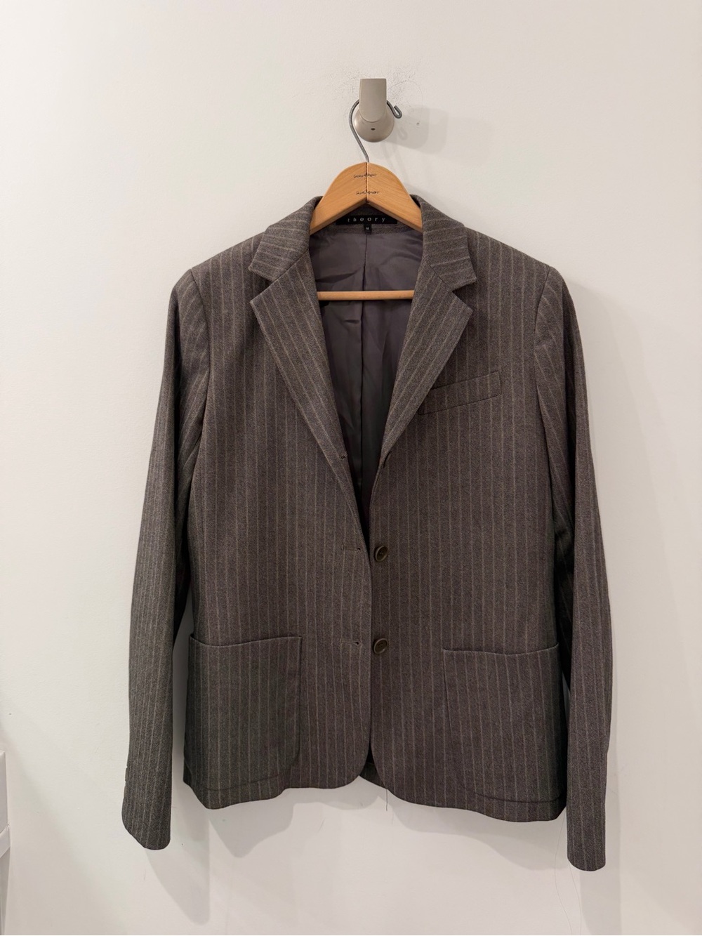 NEW Theory Runway Ready To Wear Brown Fall 2025 Pinstripe Tailored Blazer
